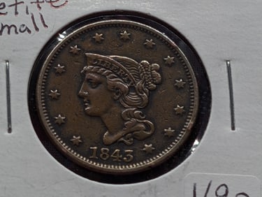 1843 Petite Head, Small Date, U.S. Large Cent