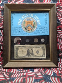 The Silver Story Collection in Display Frame (Missing Silver Dollar & Granules)