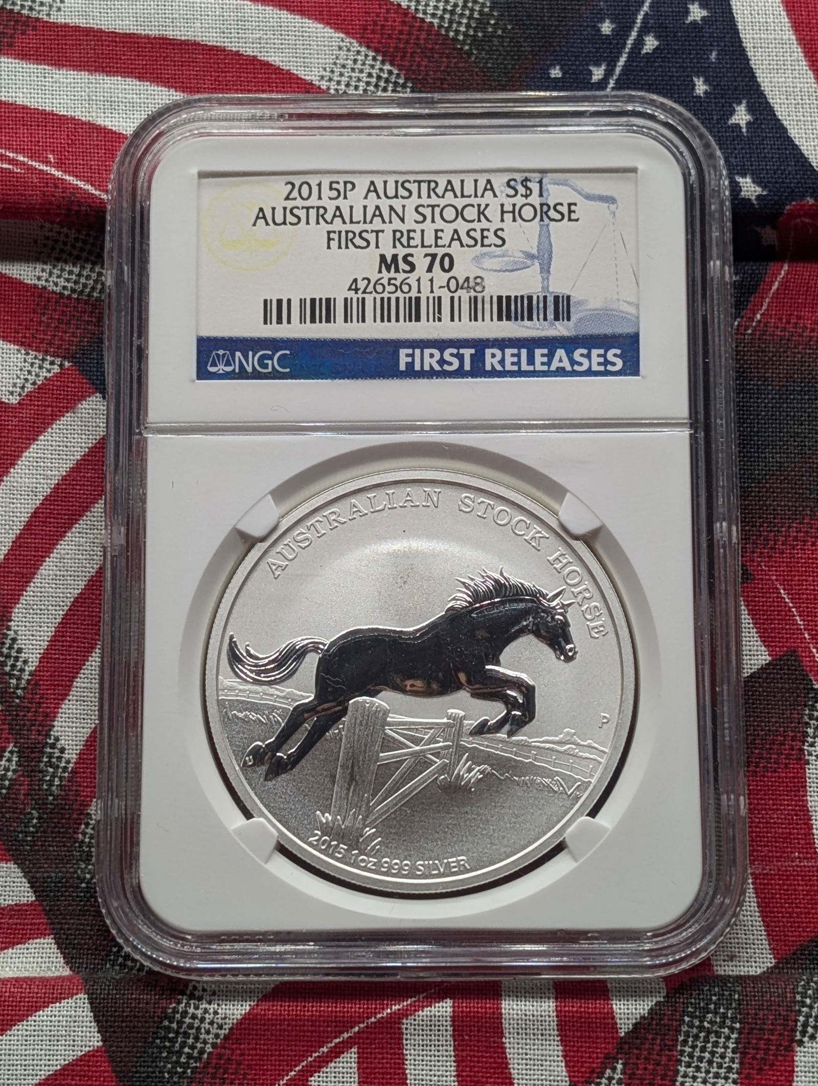 1 Oz. .999 FINE SILVER 2015-P Australia $1.00 Stock Horse - NGC MS70 - First Release (1 of 4)