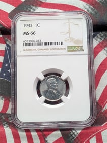 1943 Lincoln Steel Wheat Cent - NGC MS66