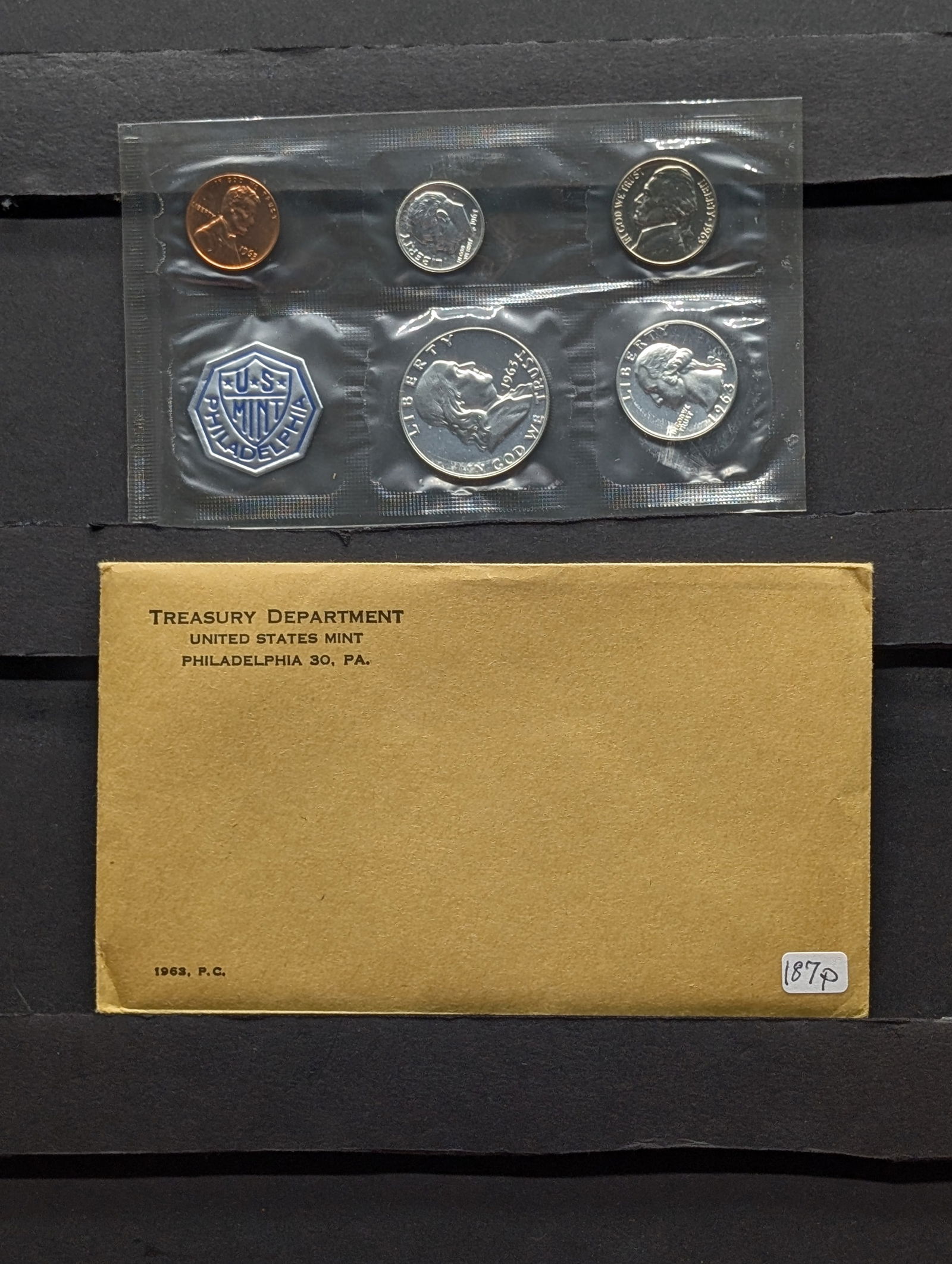 1963 Silver Proof Set, (3) 90% Silver Coins , Last year for the Franklin Half Dollar (1 of 3)
