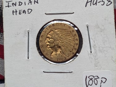 1912 $2.50 Indian Head Gold Piece - 90% Gold - 4.18 Grams - Books for $640 at G4 - $710 at AU58