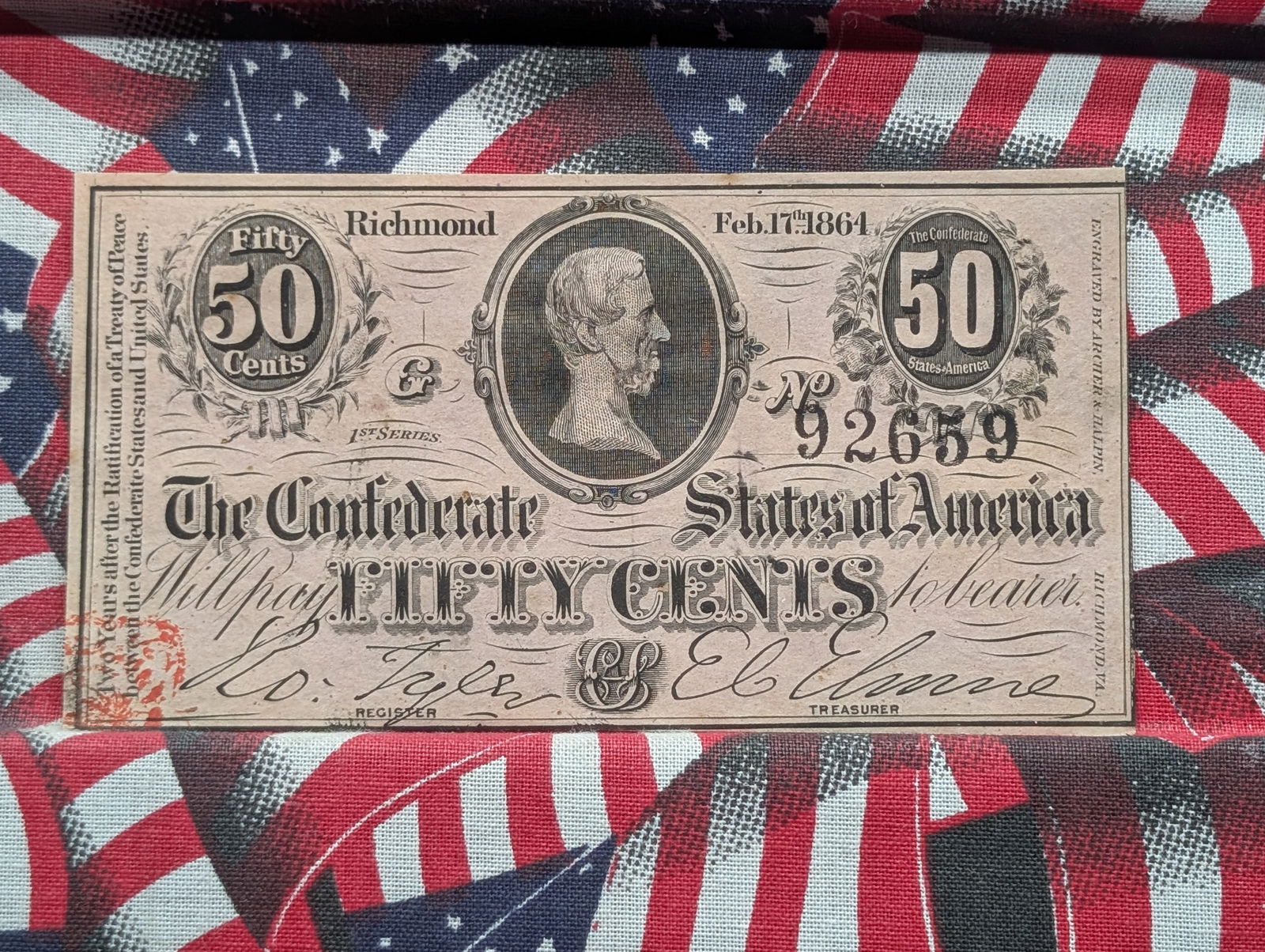 1864 CSA 50 Cent Fractional Currency Very Nice Note (1 of 3)