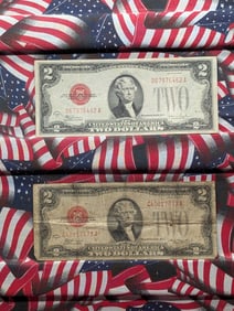 (2) 1928 $2 Red Seal, 1928-D, 1928-F Very Nice Note