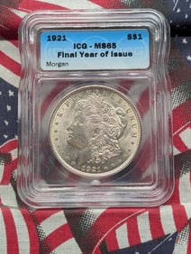 1921 Morgan Silver Dollar - ICG Cert. - Final Year of Issue