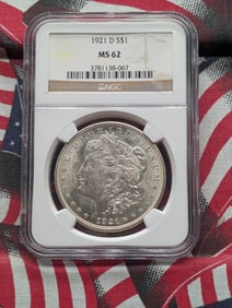 1921-D Morgan Silver Dollar - NGC MS62