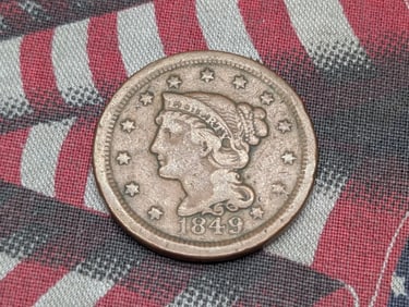 1849 Braided Hair Large Cent - FINE/VF