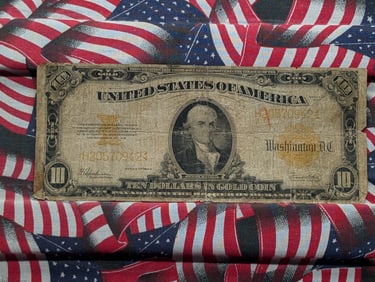 Series 1922 $10 Gold Certificate. Worn but the only Large $10 Gold Note