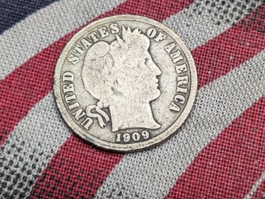 1909-S Barber Silver Dime - VG
