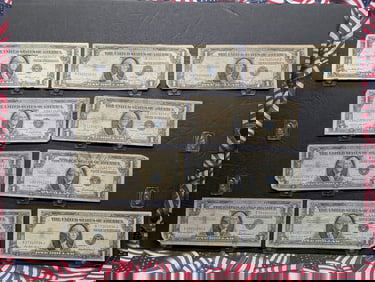 1935-B, 35-D, 35-E, (3) 35-F, (2) 35-G, 1957, 57-A Series $1.00 Silver Certificates - Includes One