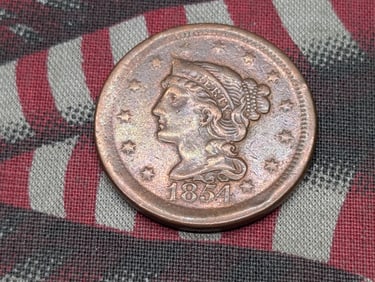 1854 Braided Hair Large Cent - VF