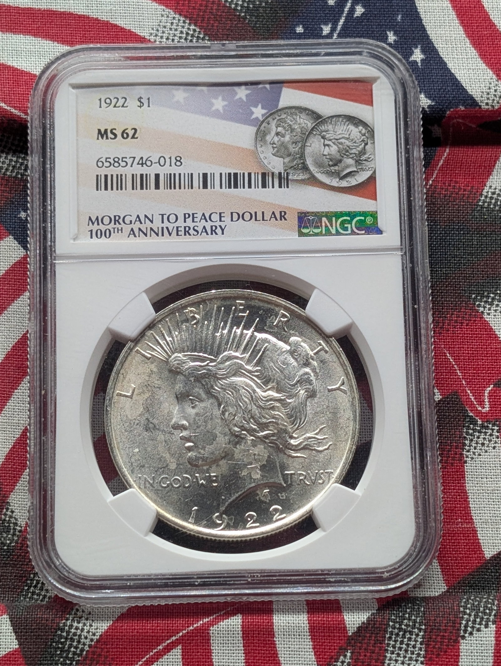 1922 Peace Silver Dollar - NGC MS62: 1922 Peace Silver Dollar - NGC MS62