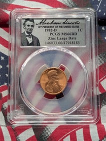 1982-D Zinc Large Date Lincoln Memorial Cent - PCGS MS67 RD