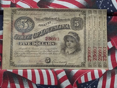 1874 Series $5.00 State of Louisiana United States Bond