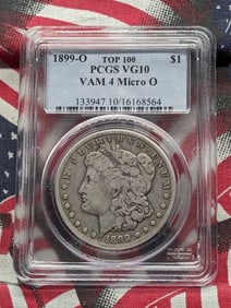 1899-O Morgan Silver Dollar w/ VAM 4 Micro-o - PCGS VG10 Top 100