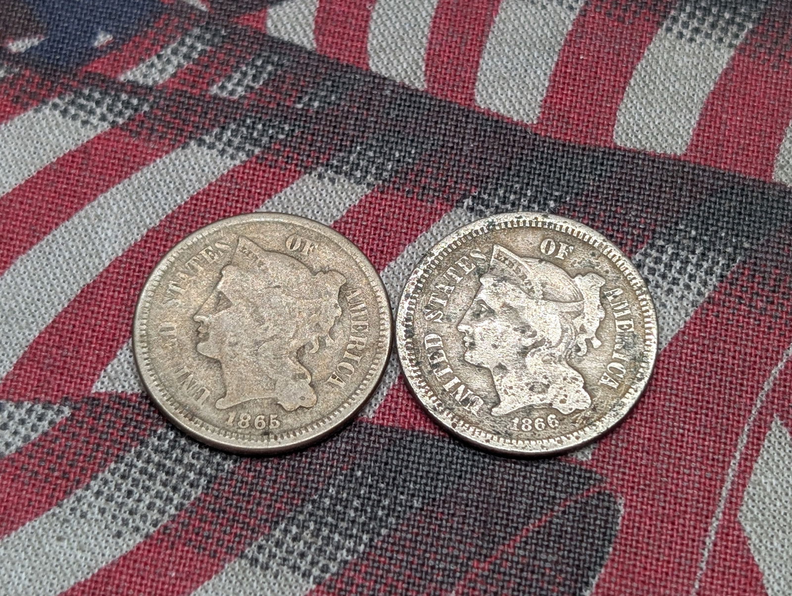1865 & 1866 Three Cent Nickels (2 PCS) (1 of 2)
