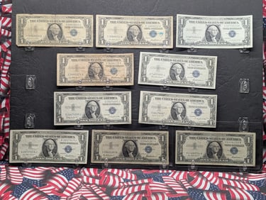 (2) 1935-F, 35-G, 35-H, (4) 1957, 57-A, 57-B Series $1.00 Silver Certificates - Including One Star
