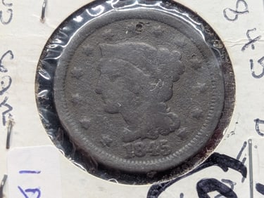 1845 Braided Hair Large Cent - 180 Years Old!