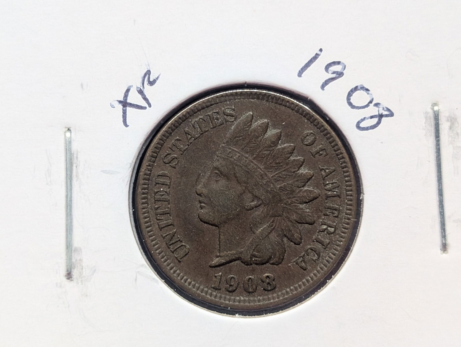 1908 Indian Head Cent - Strong Liberty w/One Diamond (1 of 3)
