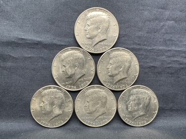 Six 1976 P&D Bicentennial Kennedy Half Dollars