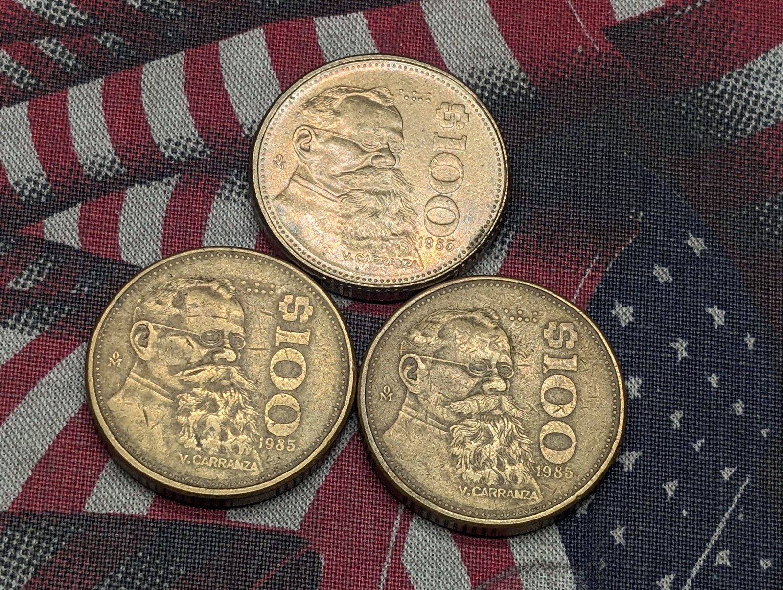 (3) 1983 Mexico 100 Peso's: (3) 1983 Mexico 100 Peso's