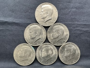 Lot of 6 Kennedy Half Dollars - 1981 P & D, 1983 P & D, 1984 P& D