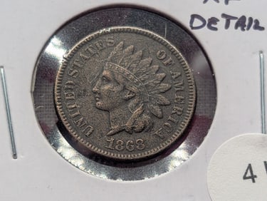 1868 Indian Head Cent. Key Date. XF Details. Porous.