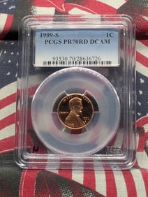 1999-S Lincoln Memorial Cent PR70RD DCAM By PCGS