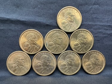 Three 2000-P & Five 2000-D Sacagawea U.S. Dollar Coins