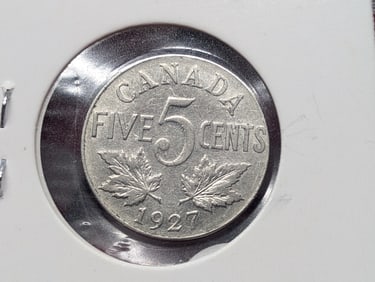 1927 Canada 5 Cent Coin