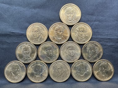 Lot of 13 US Presidential Dollar Coins