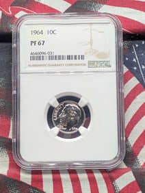 1964 Roosevelt Dime. NGC PF 67 - 90% Silver