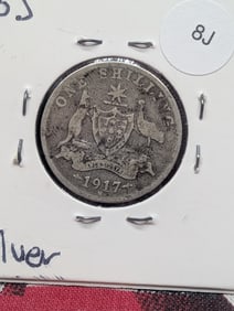 1917-M AUSTRALIAN 1 Silver Shilling - 92.5% Silver & 5.45 Gr.