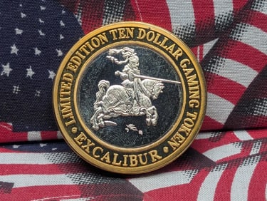 Limited Edition Excalibur Ten Dollar Casino Token - .999 Fine Silver Center