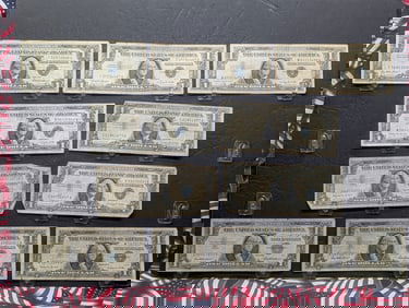 10 - $1 Silver Certificate. All Dated 1957. Average Circulated - (3) 1957's, (3) 1957-A's, & (4)