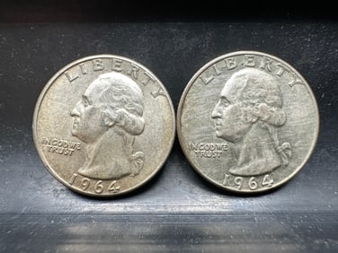 1964 P & D Washington Silver Quarters - 90% Silver