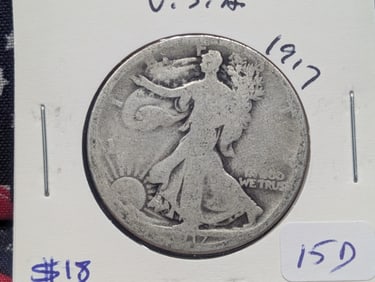 1917 Silver Walking Liberty Half Dollar - 90% Silver