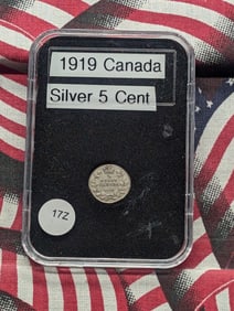 1919 Canada 92.5% "Silver" 5 Cent Coin
