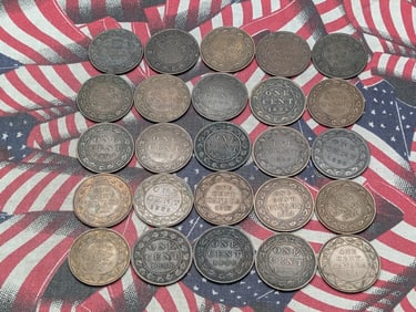 25 - Assorted Date Canada Large Cents. Circulated.