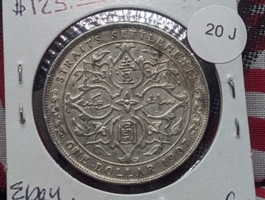 1907-H ENGLISH $1 STRAITS SETTLEMENT ( Very Rare )