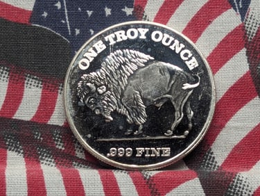 1 Oz .999 Fine Silver Bison Round