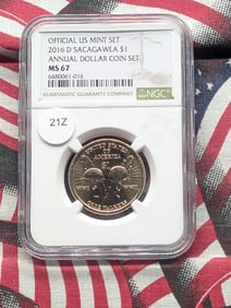 2016-D MS67 Code Talkers Sacagawea Dollar, (Graded by NGC)