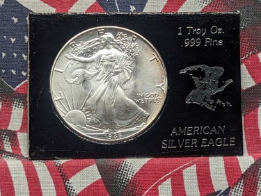 1986 American Silver Eagle In Case - One Troy Ounce .999 Fine Silver