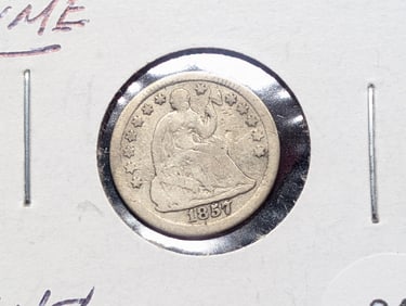 1857-P "Type 2" Seated Liberty Half Dime, low mintage