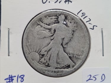 1917-S Silver Walking Liberty Half Dollar - 90% Silver