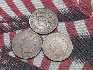 1867, 1878, + 1879 Indian Head Cents.