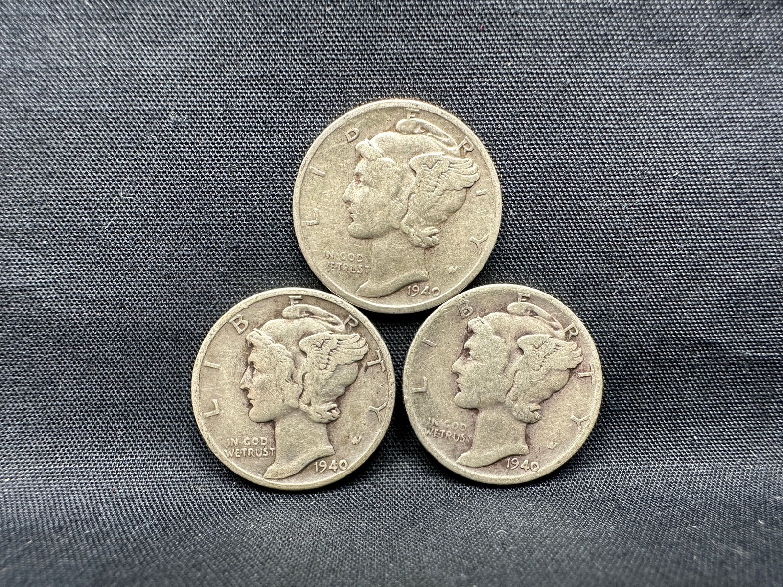 1940 P, D & S Mercury Silver Dimes - 90% Silver (1 of 2)