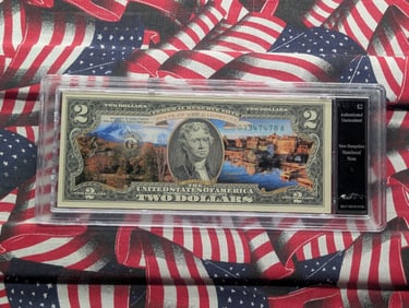 U.S. Federal Reserve $2 Bill "COLORIZED" State of NEW HAMPSHIRE