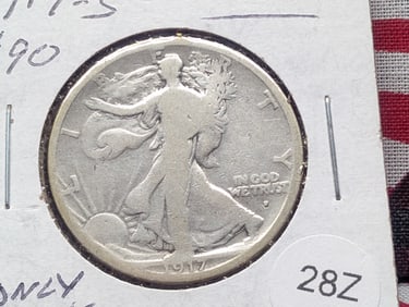 1917-S "Obverse" Walking Half Dollar, only 952K minted