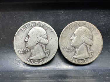 1943 P & S Washington Silver Quarters - Both 90% Silver